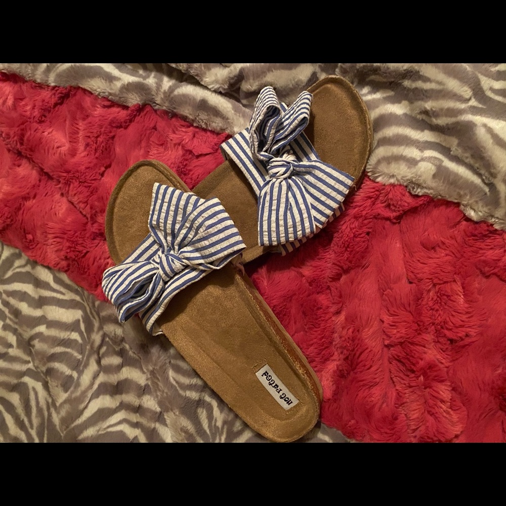 Blue and white flats